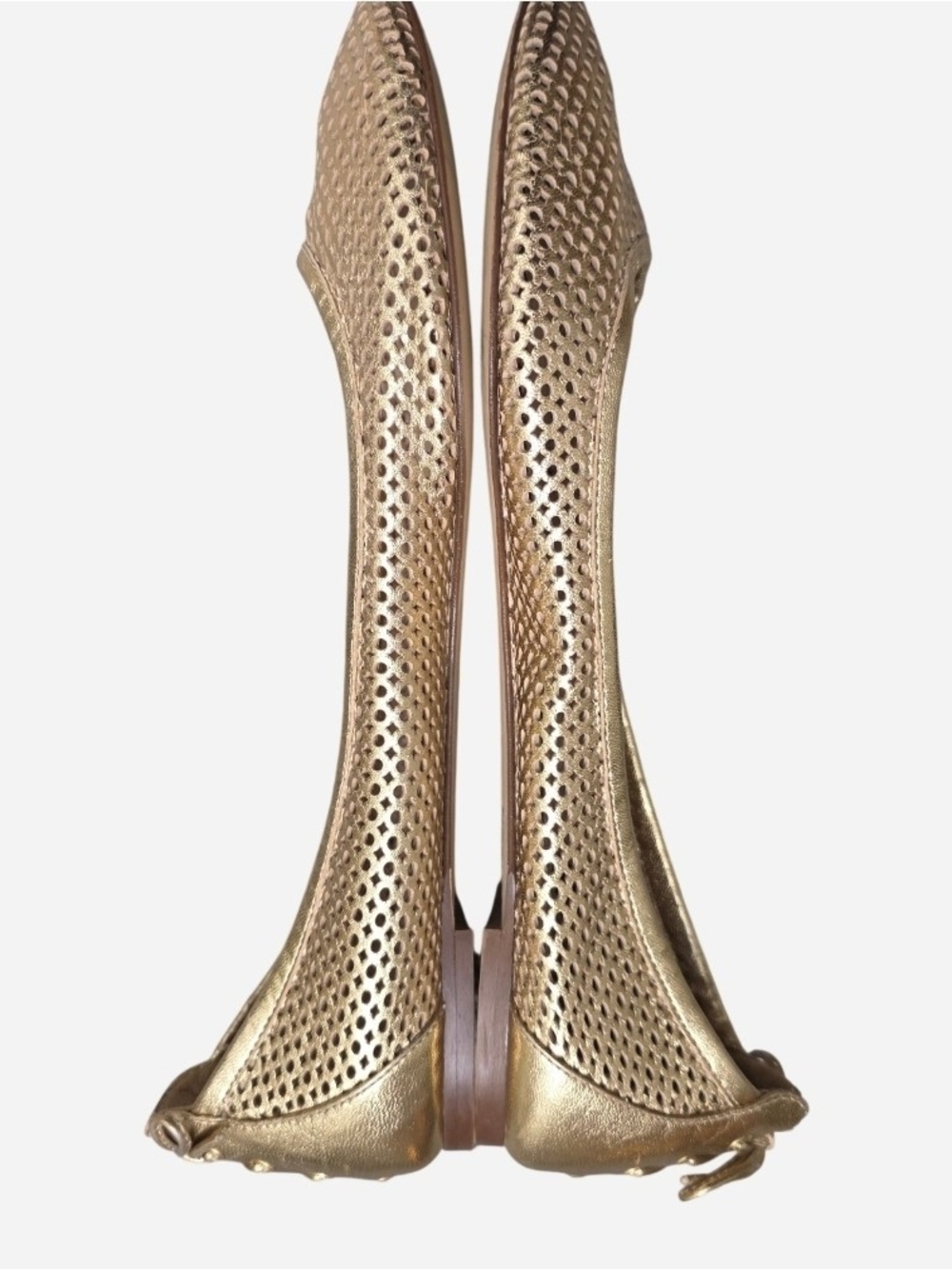 J. Crew Quorra Metallic Gold Leather Perforated Ballet Flats Made In Italy, 8.5 - Picture 4 of 11